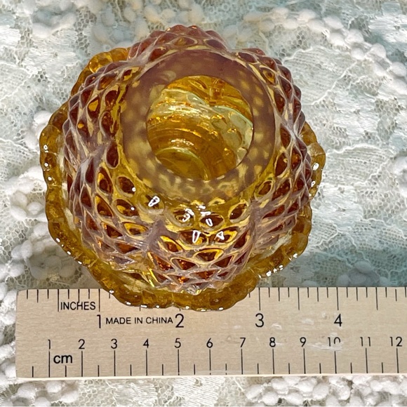 Vintage Fenton Hobnail Amber Fairy Lamp/ Light Candle Holder - Picture 13 of 13